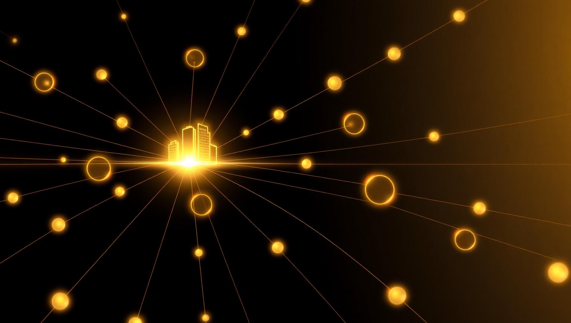 Multi-channel distribution strategy for short-term rental portfolio with 30+ properties — abstract gold network connecting OTAs and direct booking